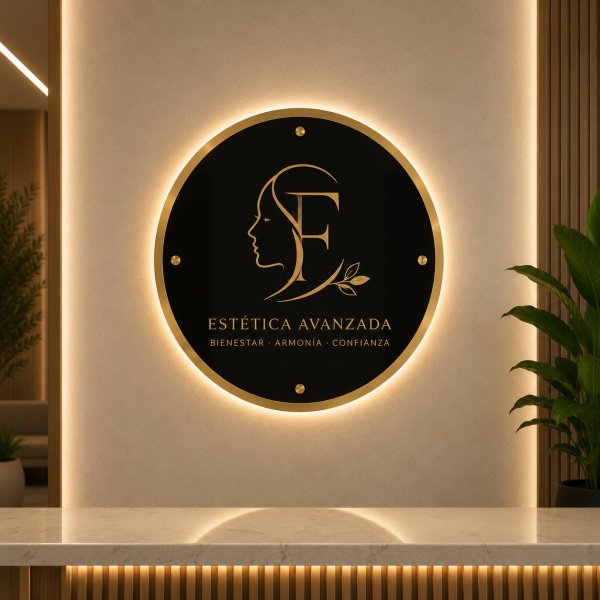 Letreiro Placa Redonda Logótipo Acrílico com Iluminação LED
