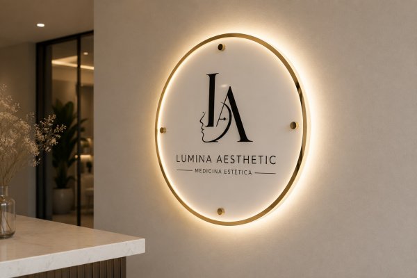 Letreiro Placa Redonda Logótipo Acrílico com Iluminação LED