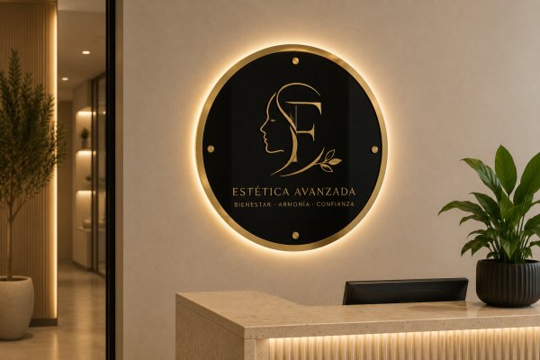 Letreiro Placa Redonda Logótipo Acrílico com Iluminação LED